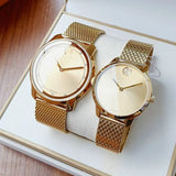 Movado Bold Diamonds Gold Dial Gold Mesh Bracelet Watch For Men - 3600460