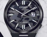 Citizen Tsuyosa Automatic Camouflage Black Dial Black Steel Strap Watch For Men - NJ0155-87E