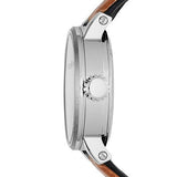 Fossil Boyfriend Automatic Skeleton Silver Dial Brown Leather Strap Watch for Women - ME3109