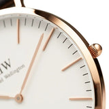 Daniel Wellington Classic Sheffield White Dial Black Leather Strap Watch for Women - DW00100036