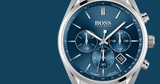 Hugo Boss Dapper Chronograph Blue Dial Silver Steel Strap Watch For Men - 1513927