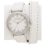 Burberry Utilitarian White Dial White Leather Strap Watch for Women - BU7846