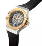 Maserati Potenza Automatic Skeleton Dial Black Leather Strap Watch For Men - R8821108011