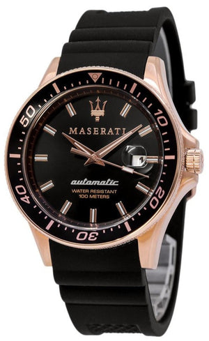 Maserati SFIDA Automatic Black Dial Black Rubber Strap Watch For Men - R8821140001