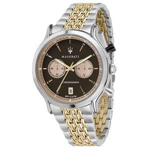 Maserati Legend Chronograph Brown Dial Two Tone Steel Strap Watch For Men - R8873638003