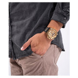 Guess King Quartz Crystals Gold Dial Black Silicone Strap Watch For Men - GW0537G2