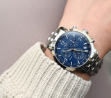 Tissot PRC 200 Chronograph Blue Dial Silver Steel Strap Watch For Men - T114.417.11.047.00