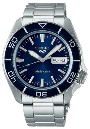 Seiko 5 Sports Automatic Blue Dial Silver Steel Strap Watch for Men - SRPK97K1