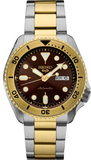 Seiko 5 Sports Automatic Brown Dial Two Tone Steel Strap Watch For Men - SRPK24