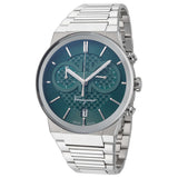 Salvatore Ferragamo Sapphire Chrono Green Dial Silver Steel Strap Watch for Men - SFME00421