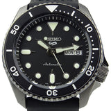Seiko 5 Sport Automatic Black Dial Black Silicone Strap Watch For Men - SRPD65K3