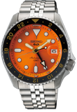 Seiko 5 Sports GMT Automatic Orange Dial Silver Steel Strap Watch For Men - SSK005K1