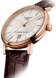 Tissot Carson Premium Powermatic 80 White Dial Brown Leather Strap Watch For Men - T122.407.36.031.00