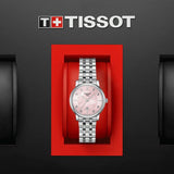 Tissot T Classic Carson Premium Lady Mother of Pearl Pink Dial Silver Steel Strap Watch For Women - T122.210.11.159.00