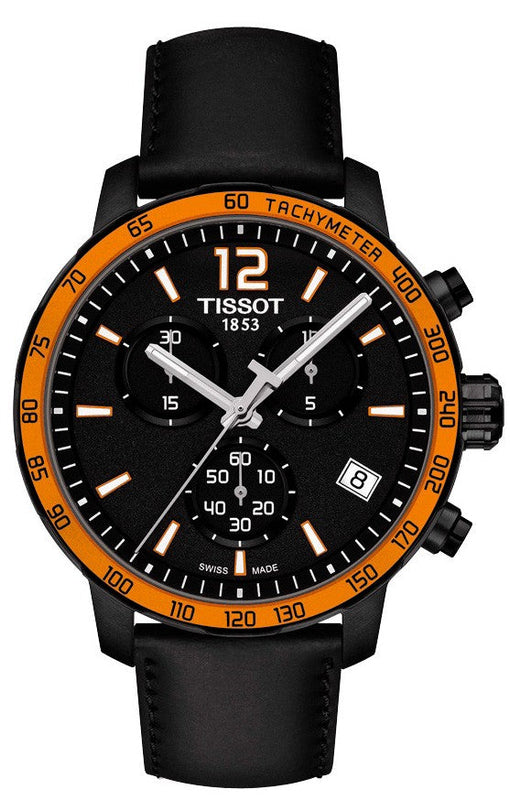 Tissot T Sport Quickster Chronograph Black Dial Black Rubber Strap Watch For Men - T095.417.36.057.01