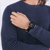 Tommy Hilfiger Denim Quartz Black Dial Black Leather Strap Watch for Men - 1791479