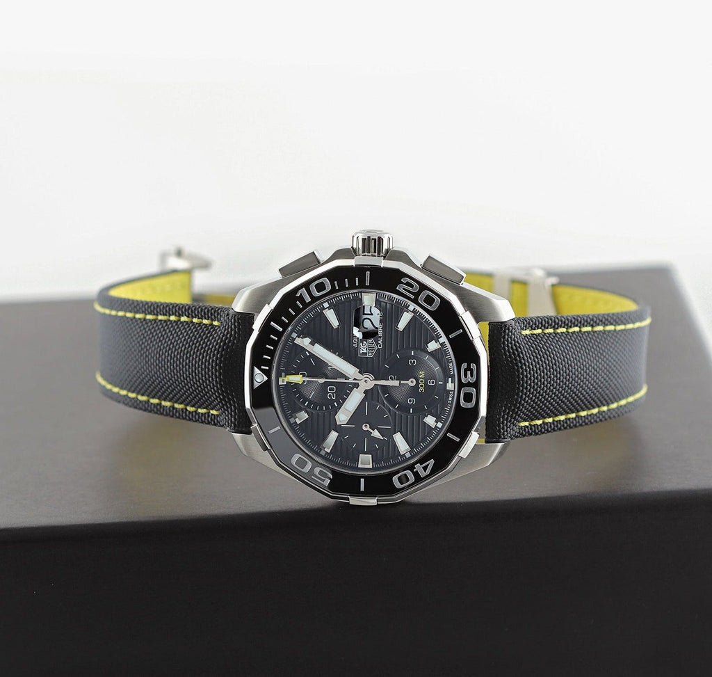 Tag Heuer Aquaracer Automatic Chronograph Black Dial Black Nylon Strap Watch for Men - CAY211A.FC6361