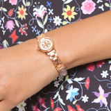 Tory Burch Reva Rose Gold Dial Rose Gold Steel Strap Watch for Women - TBW4043