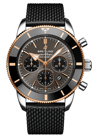 Breitling Superocean Heritage B01 Chronograph 44 Black Dial Black Mesh Bracelet Watch for Men - UB01621A1M1S1