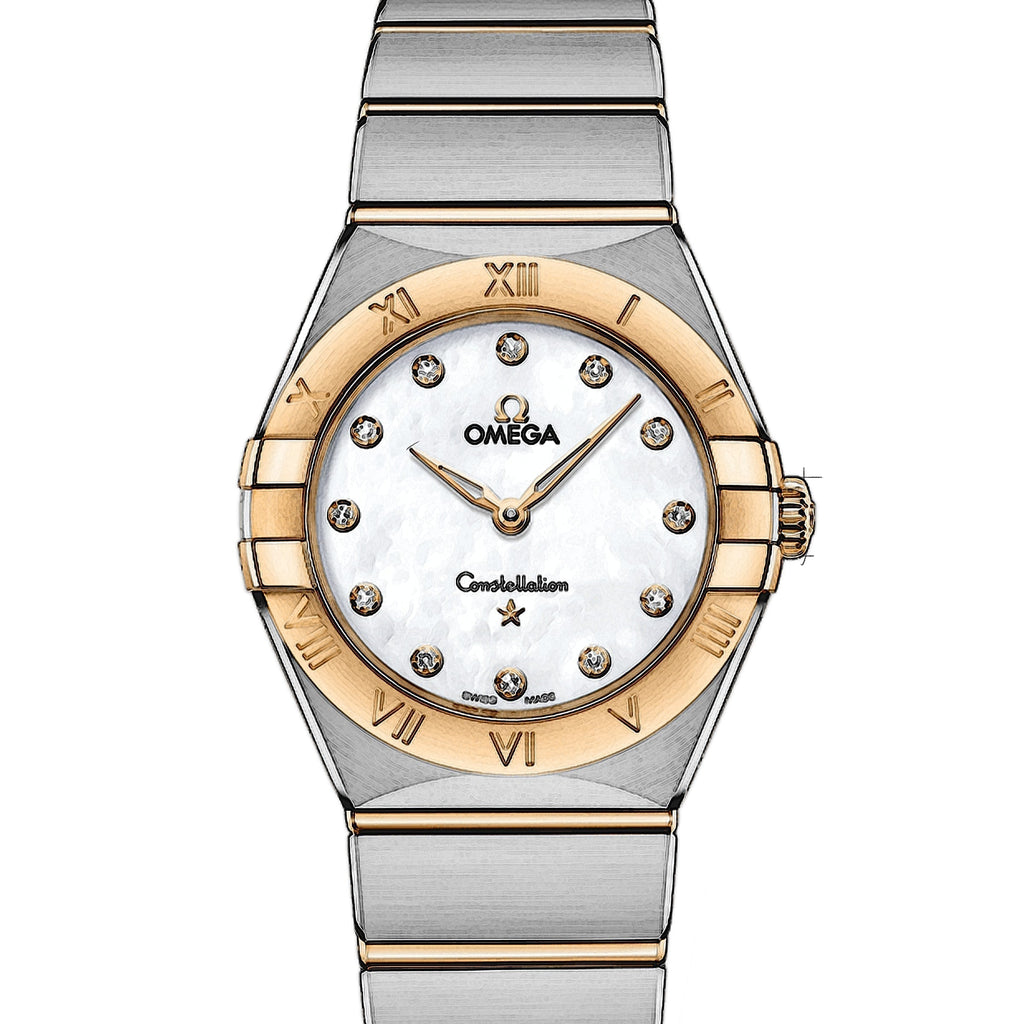 Omega Constellation Manhattan Mother of Pearl Dial Two Tone Steel Strap Watch for Women - 131.20.28.60.55.002