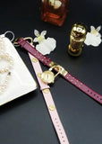 Versace Medusa Lock Icon Gold Dial Red Leather Strap Watch for Women - VEDW00319