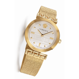 Versace Meander Greca White Dial Gold Mesh Bracelet Watch for Women - VELW00820