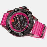 Versace Icon Active Chronograph Black Dial Pink Rubber Strap Watch For Men - VEZ700221