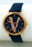 Versace Virtus Quartz Blue Dial Blue Leather Strap Watch for Women - VEHC00419