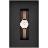 Daniel Wellington Petite Pressed Melrose White Dial Gold Mesh Bracelet Watch For Women - DW00100447