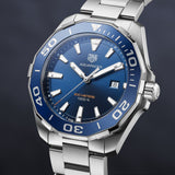 Tag Heuer Aquaracer Blue Dial Silver Steel Strap Watch for Men - WAY101C.BA0746