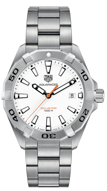 Tag Heuer Aquaracer Quartz White Dial Silver Steel Strap Watch for Men - WBD1111.BA0928