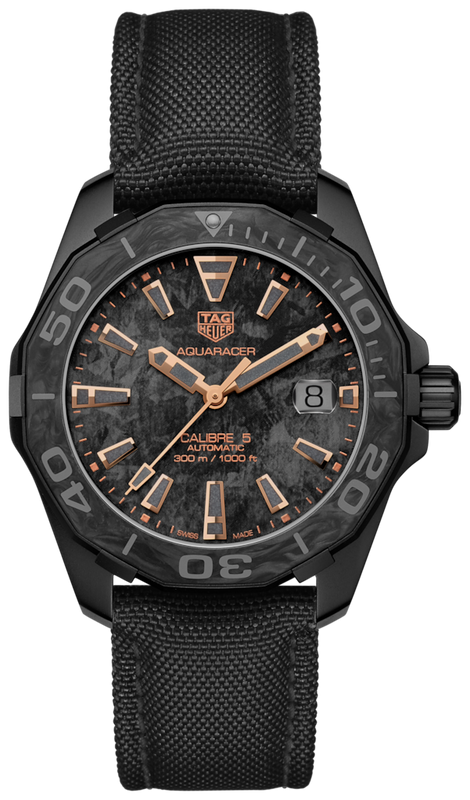 Tag Heuer Aquaracer Calibre 5 Black NATO Strap Carbon Dial Watch for Men - WBD218A.FC6445