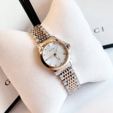 Gucci G Timeless Diamonds Mother of Pearl Dial Two Tone Mesh Bracelet Watch For Women - YA126514