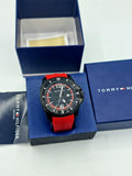 Tommy Hilfiger Windsurf Black Dial Red Rubber Strap Watch for Men - 1791112
