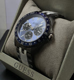 Guess Odyssey Quartz Blue Dial Gunmetal Steel Strap Watch For Men - W1107G5