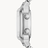 Fossil Retro Digital Silver Dial Silver Steel Strap Watch for Men - FS5844