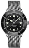 Breitling Superocean Heritage '57 Black Dial Silver Mesh Bracelet Watch for Men - A10370121B1A1