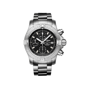 Breitling Avenger Chronograph 43 Black Dial Silver Steel Strap Watch for Men - A13385101B1A1