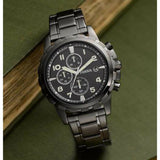Fossil Dean Chronograph Black Dial Black Steel Strap Watch for Men - FS4721