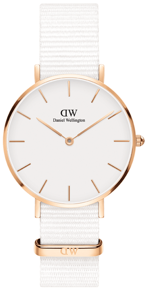 Daniel Wellington Petite Dover Quartz White Dial White NATO Strap Watch For Women - DW001000313