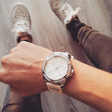 Guess Frontier Diamonds Silver Dial White Rubber Strap Watch For Women - W1160L4