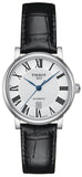 Tissot Carson Premium Automatic Lady Silver Dial Black Leather Strap Watch for Women - T122.207.16.033.00