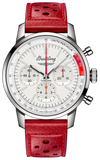 Breitling Top Time B01 Ford Thunderbird White Dial Red Leather Strap Watch for Men - AB01766A1A1X1