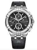 Maurice Lacroix Aikon Chronograph Black Dial Black Leather Strap Watch for Men - AI1018-SS001-330-1