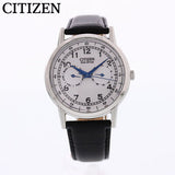 Citizen Eco Drive Silver Dial Black Leather Strap Watch For Men - AO9000-06B