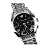 Emporio Armani Velente Chronograph Black Dial Silver Steel Strap Watch For Women - AR0674