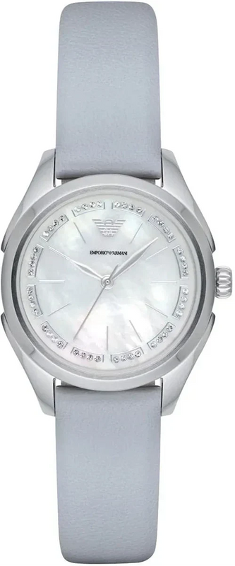 Emporio Armani Valeria Mother of Pearl Dial Blue Leather Strap Watch for Women - AR11032