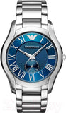 Emporio Armani Valente Quartz Blue Dial Silver Steel Strap Watch For Men - AR11085