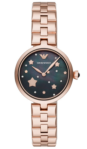Emporio Armani Arianna Black Dial Rose Gold Stainless Steel Watch For Women - AR11197