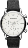 Emporio Armani Luigi Chronograph White Dial Black Leather Strap Watch for Men - AR1810